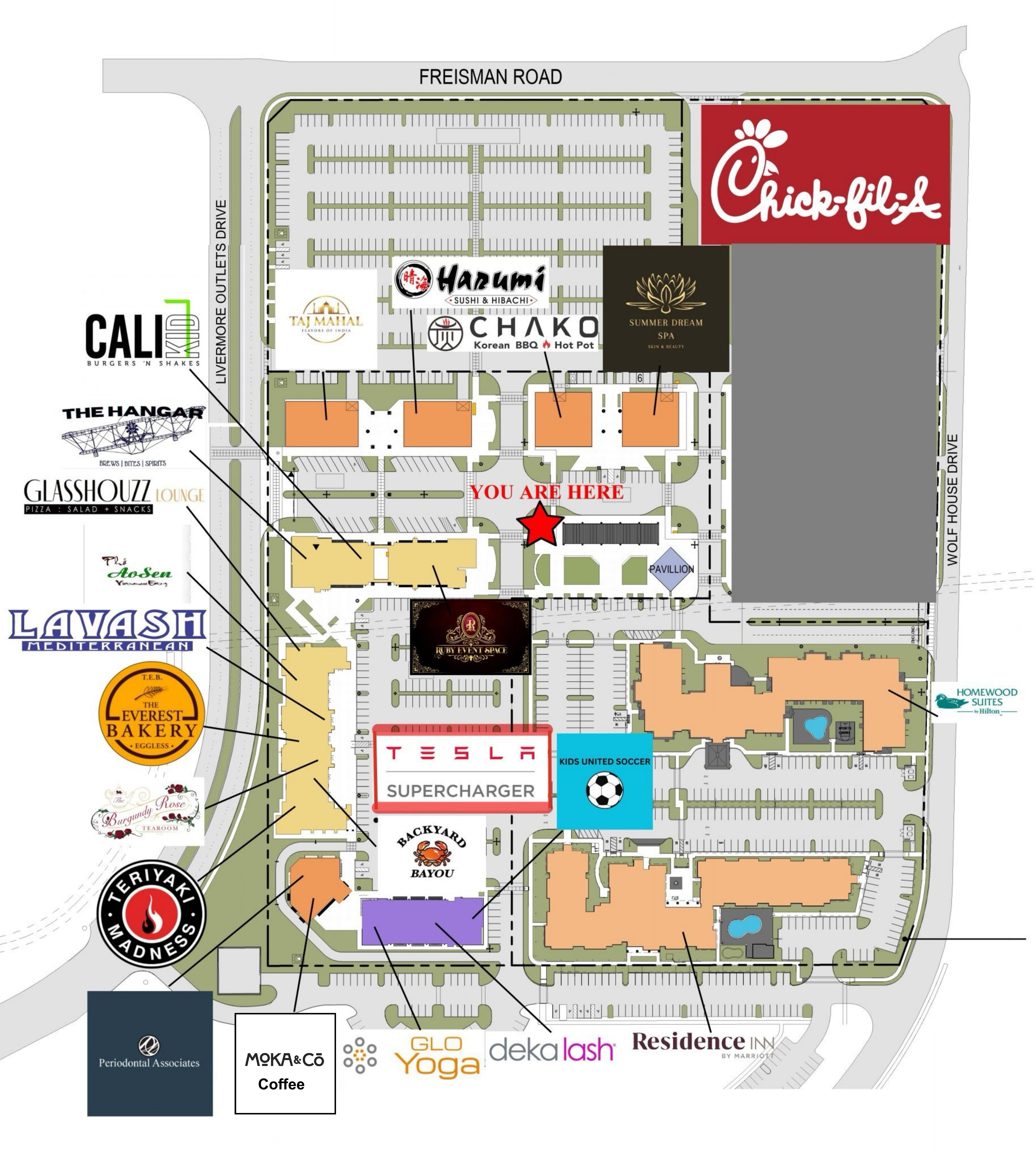 Republic Square at Livermore site map showing tenant locations, parking, and building layout